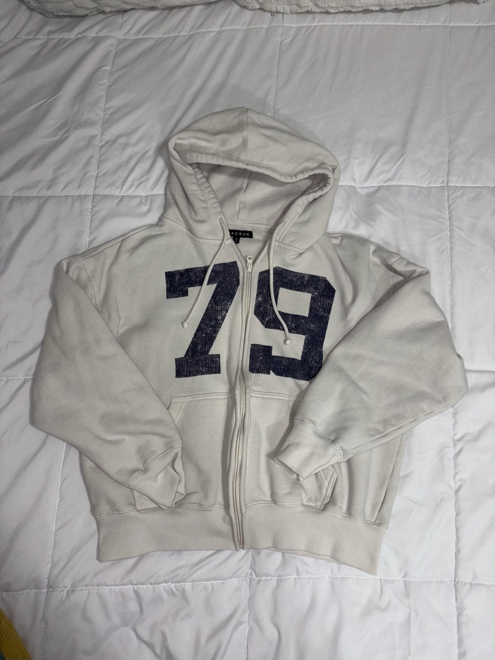 PacSun Off-White Zip Hoodie with Label